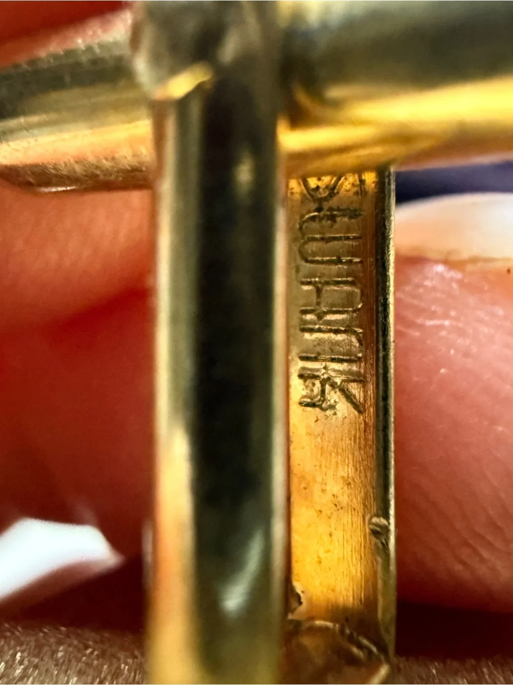 SWANK Gold-Tone Square Cufflinks with Pearl Accent